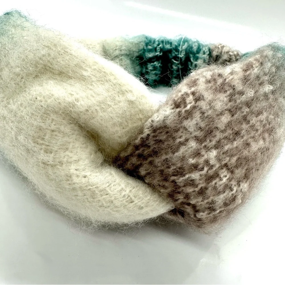 Soft Brushed Knit Stretchy Headband Turban Tri-Color